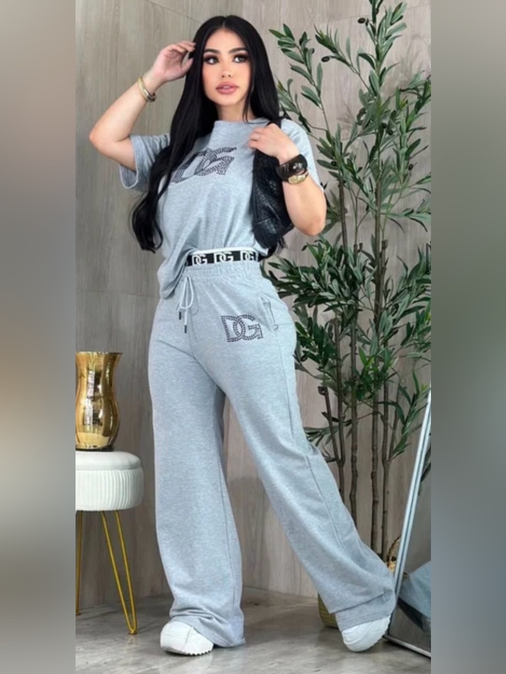 Light Gray Women's Track Pants - Casual Joggers with Matching Top size S - Picture 2 of 2
